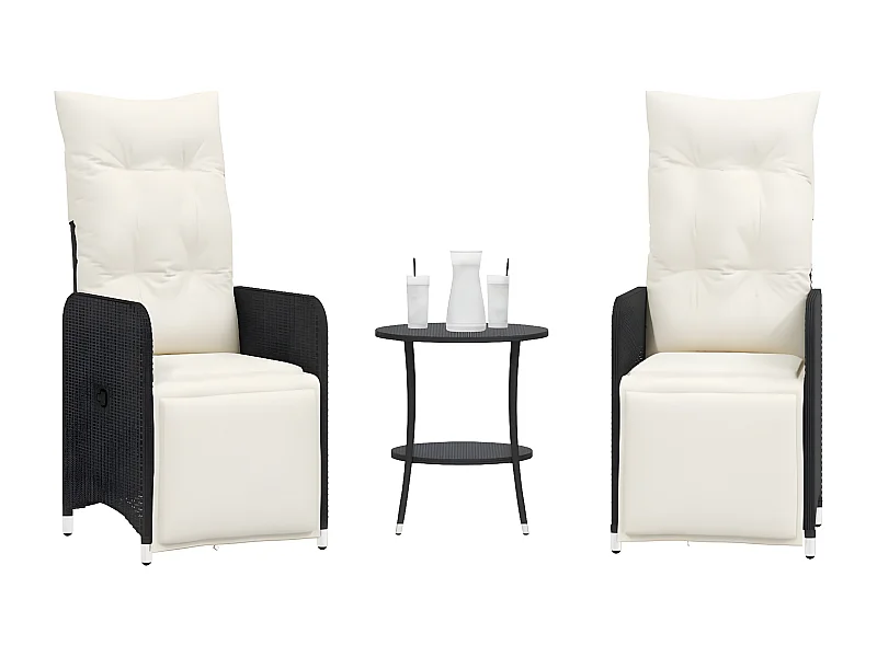 Lot de 2 Chaises inclinables de jardin et table résine tressée FR20501