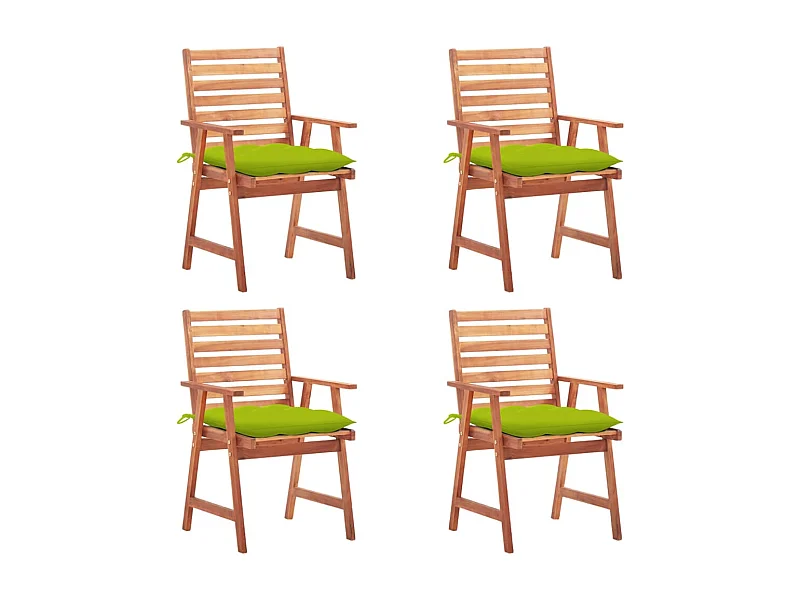 Lot de 4 Chaises à dîner de jardin avec coussins Acacia massif FR75303