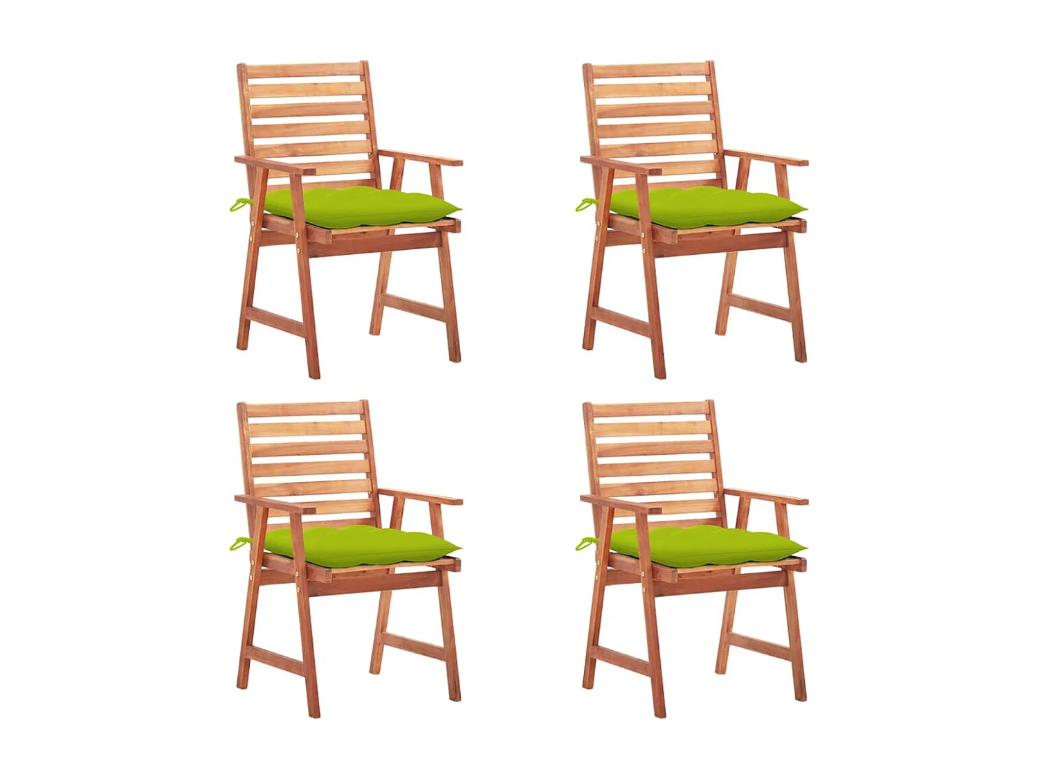 Lot de 4 Chaises à dîner de jardin avec coussins Acacia massif FR75303