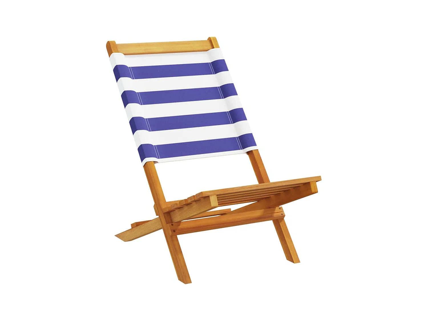 Lot de 2 Chaises de jardin bleu/blanc bois acacia massif tissu FR84862