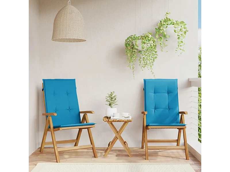 Tuinstoelen 2 st verstelbaar met kussens massief teakhout BE942292