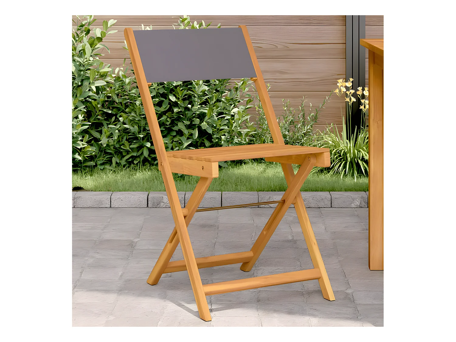Lot de 2 Chaises de bistrot anthracite bois acacia massif tissu FR90672