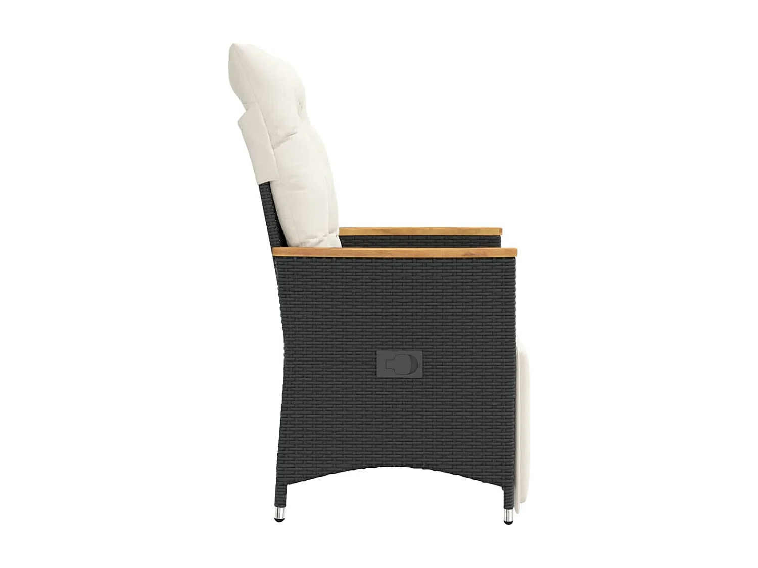 Juego de 2 Sillones reclinable jardín cojines ratán sintético negro ES312544