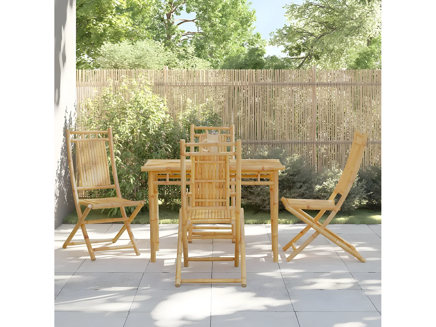 Lot de 4 Chaises pliables de jardin 46x66x99 cm bambou FR84104