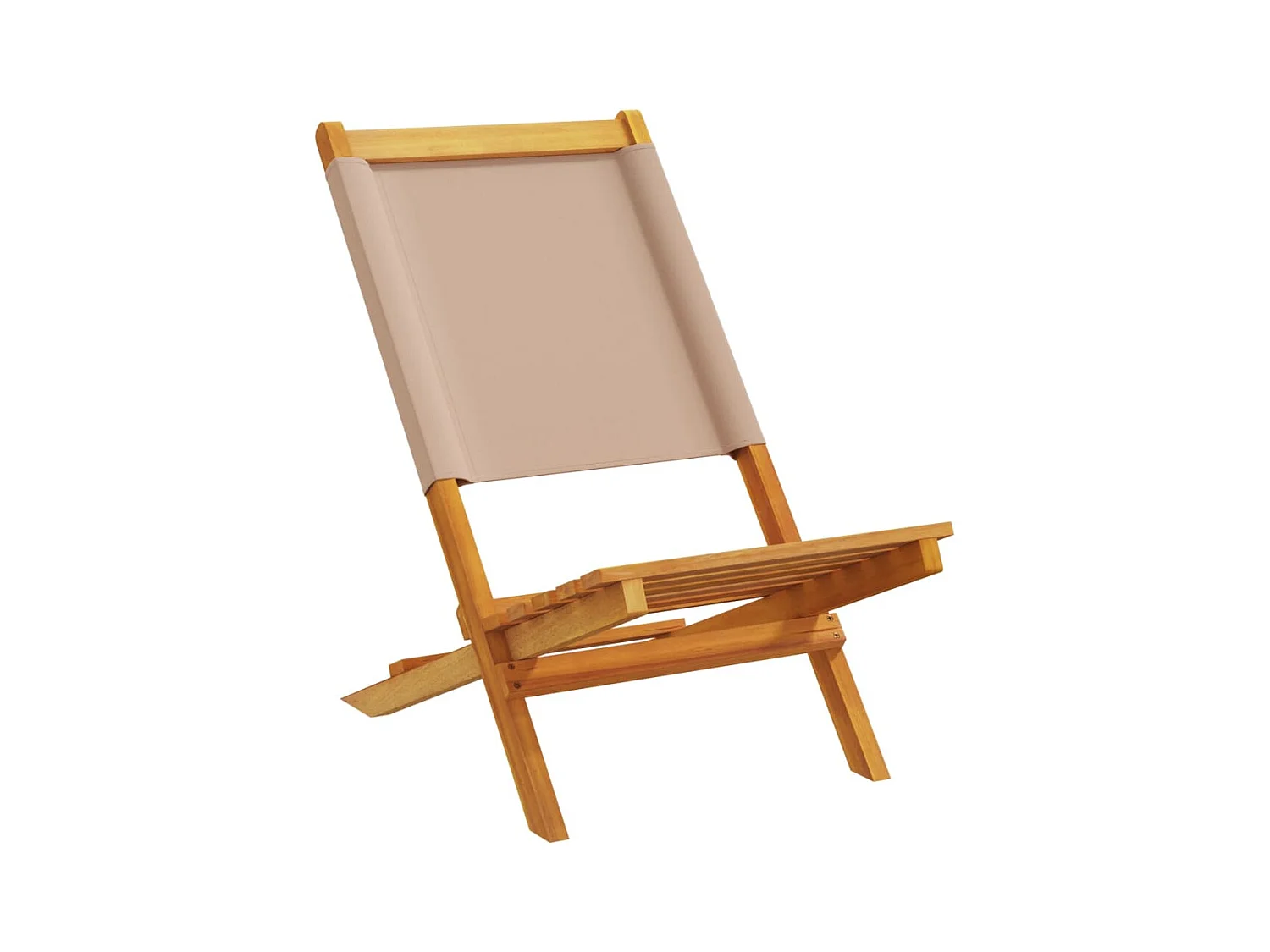 Lot de 6 Chaises de jardin pliantes taupe tissu et bois massif FR32527
