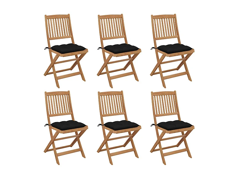 Cadeiras de jardim dobráveis c/ almofadões 6 pcs acácia maciça PT471453