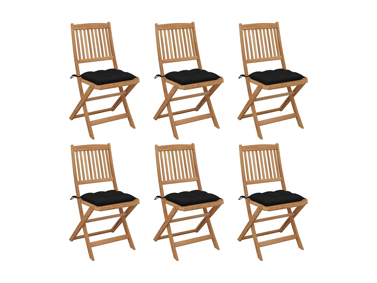 Lot de 6 Chaises pliables de jardin avec coussins Bois d'acacia FR18087