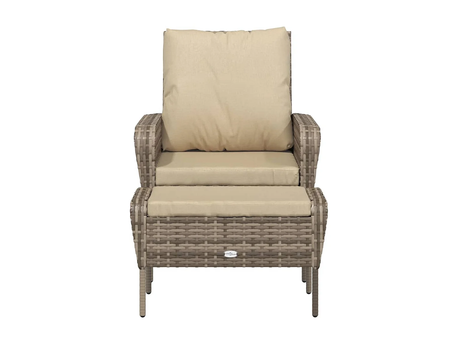 Chaise de jardin avec tabouret marron clair résine tressée FR71327