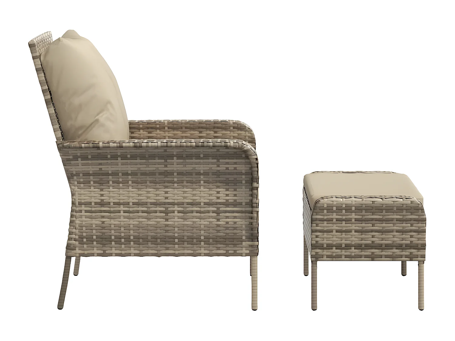 Chaise de jardin avec tabouret marron clair résine tressée FR71327