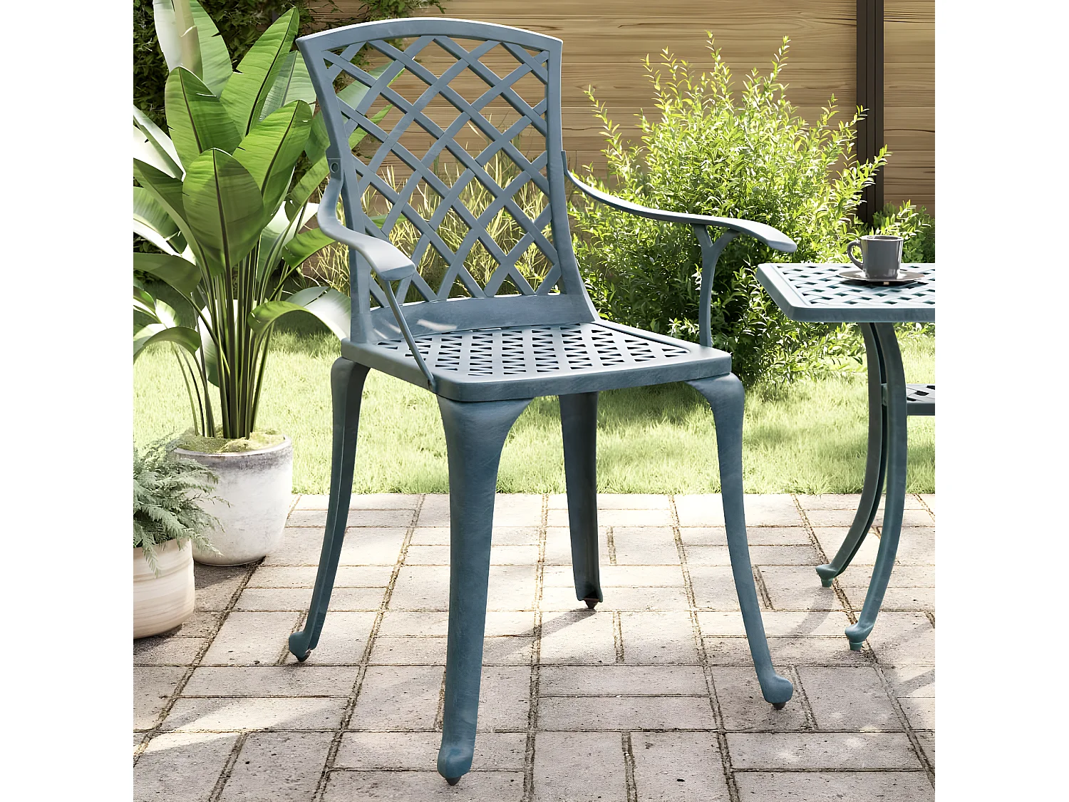 Lot de 2 Chaises de jardin vert aluminium coulé FR94885