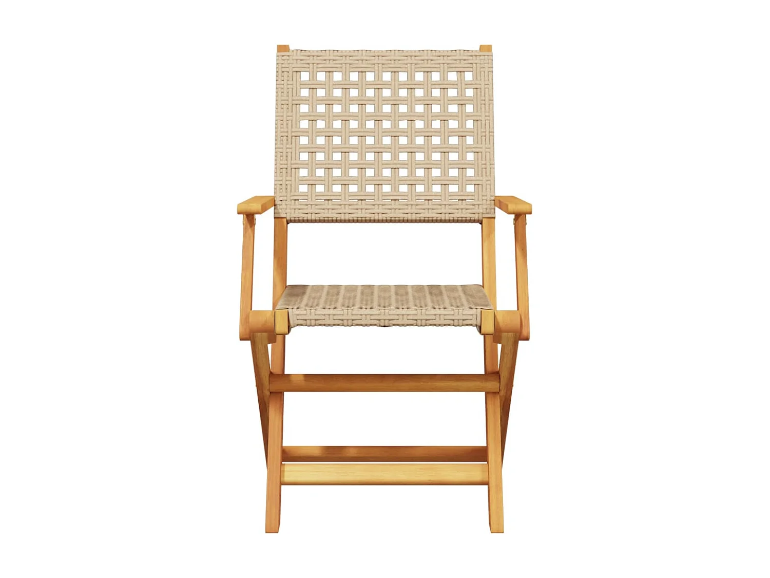 Lot de 4 Chaises de jardin pliantes beige rotin et bois massif FR76968