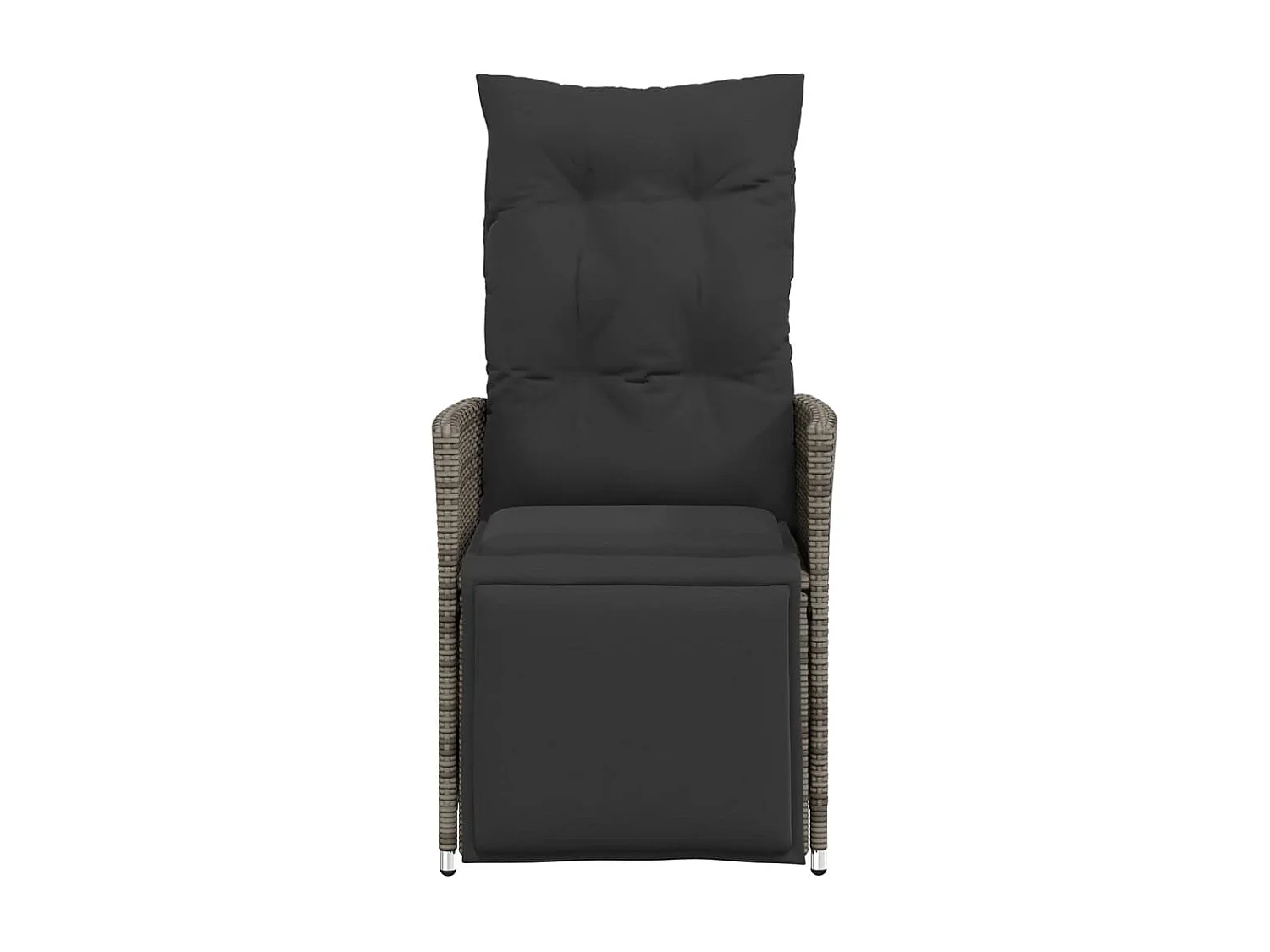 Lot de 2 Chaises inclinables de jardin et coussins gris rotin FR17804