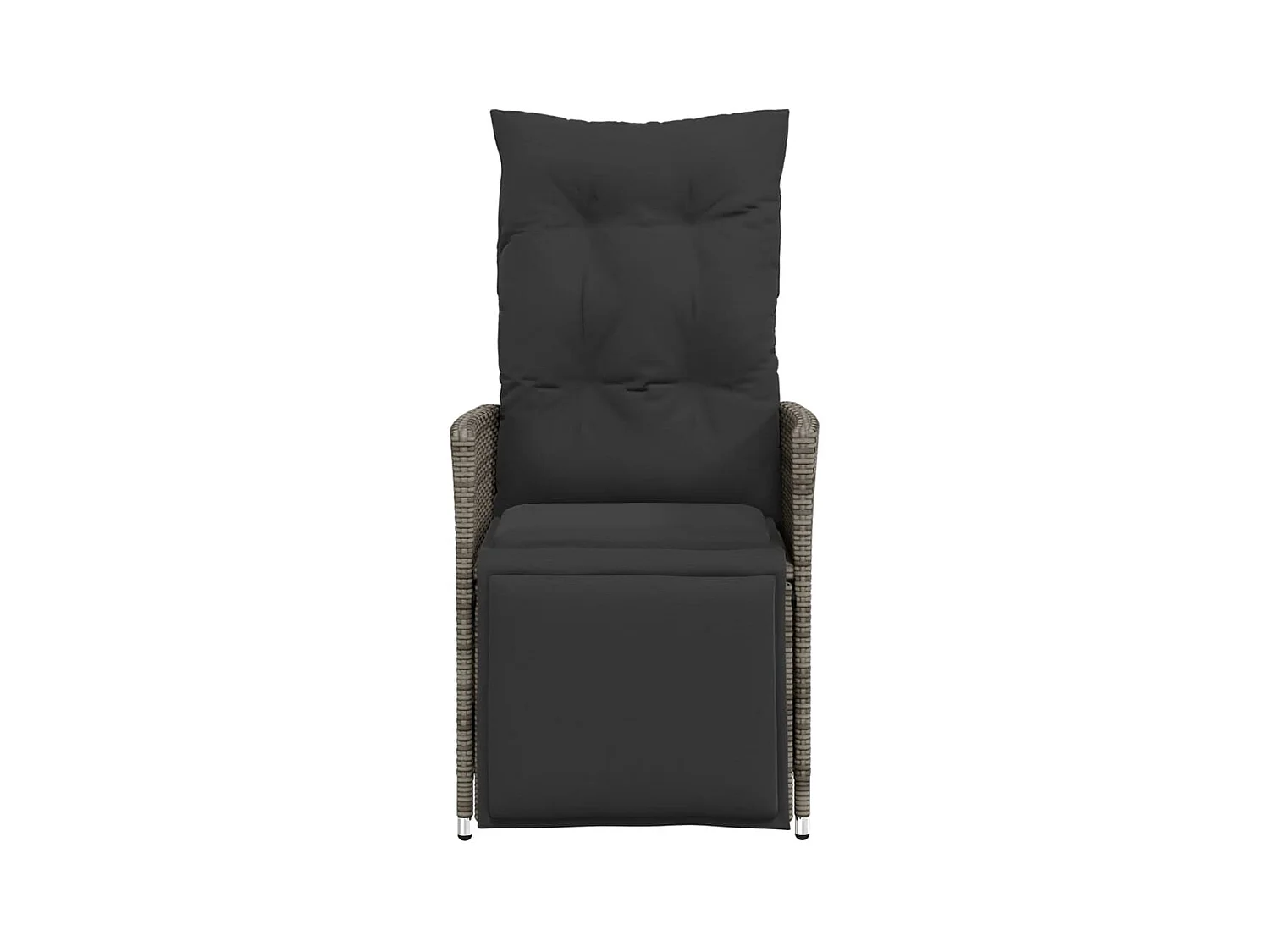 Lot de 2 Chaises inclinables de jardin et coussins gris rotin FR17804