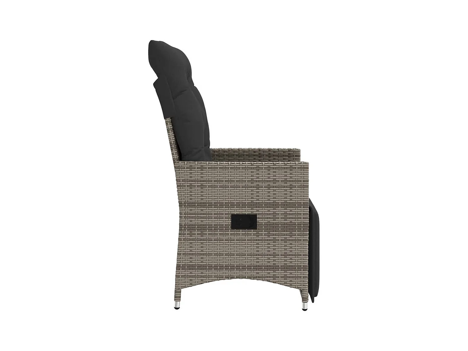 Lot de 2 Chaises inclinables de jardin et coussins gris rotin FR17804