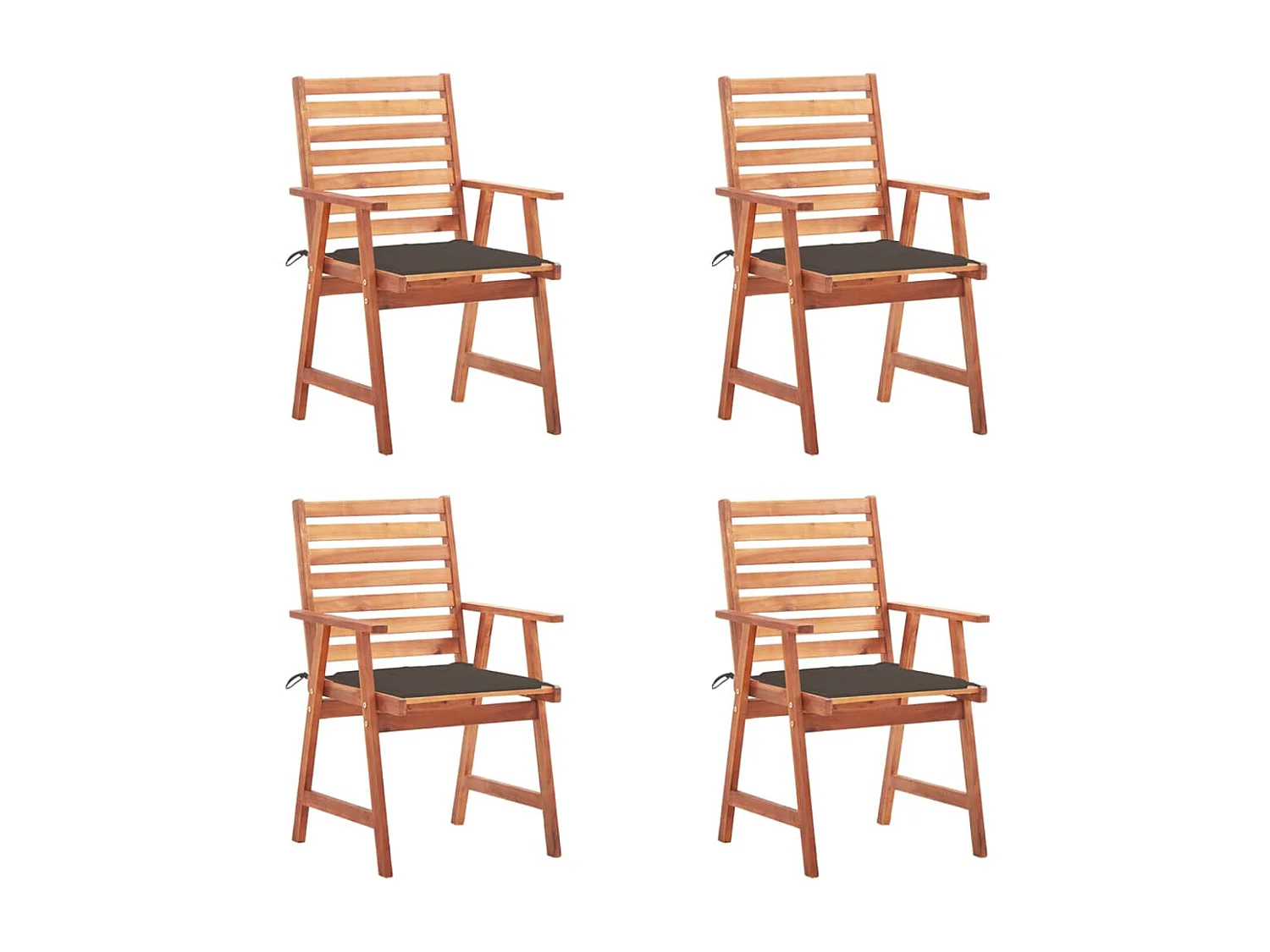 Lot de 4 Chaises à dîner de jardin avec coussins Acacia massif FR97859