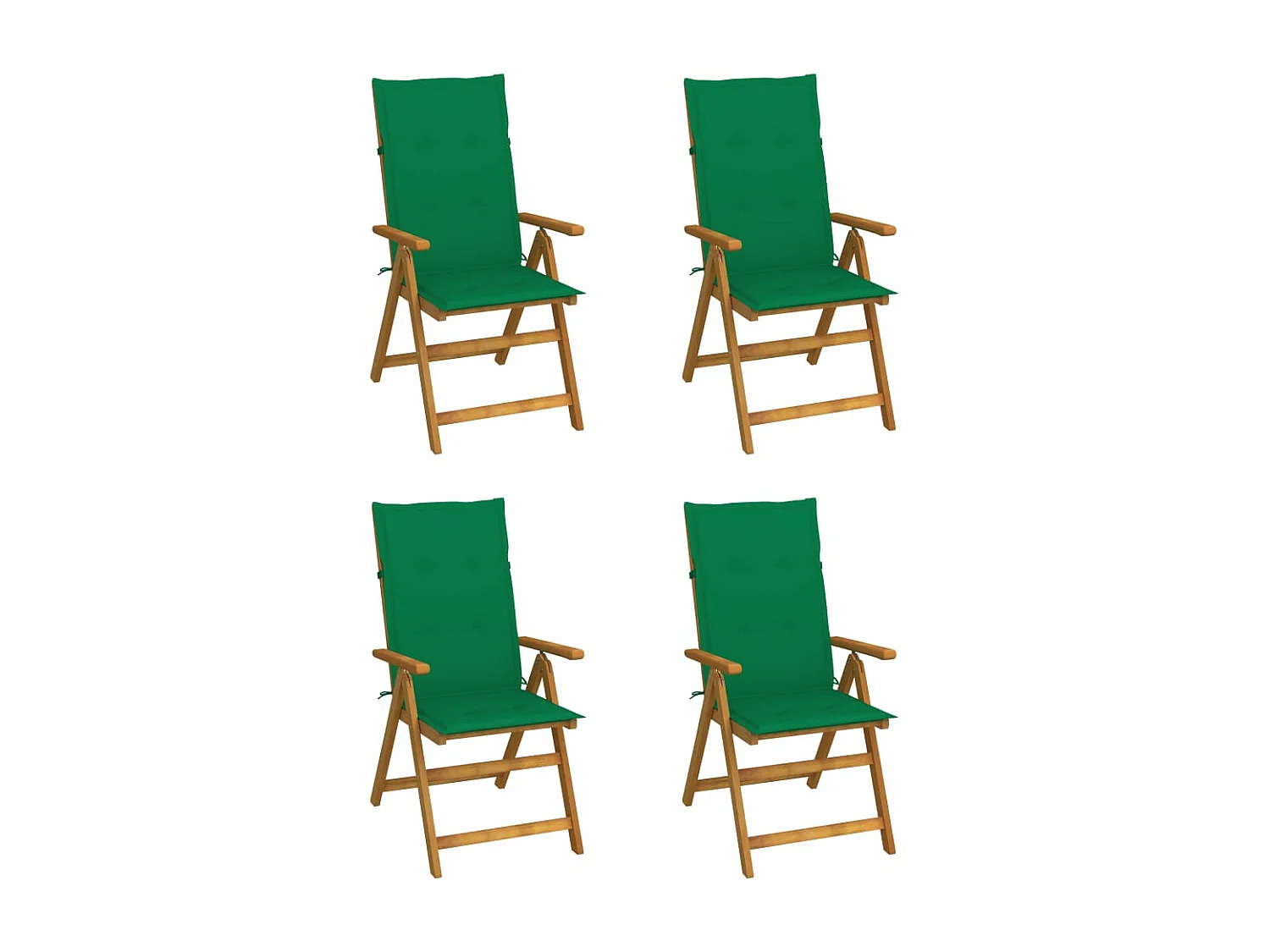 Lot de 4 Chaises inclinables de jardin avec coussins Bois d'acacia FR80223