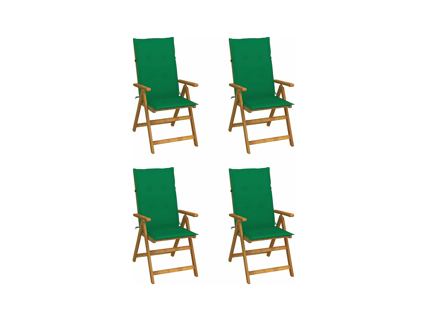 Lot de 4 Chaises inclinables de jardin avec coussins Bois d'acacia FR80223