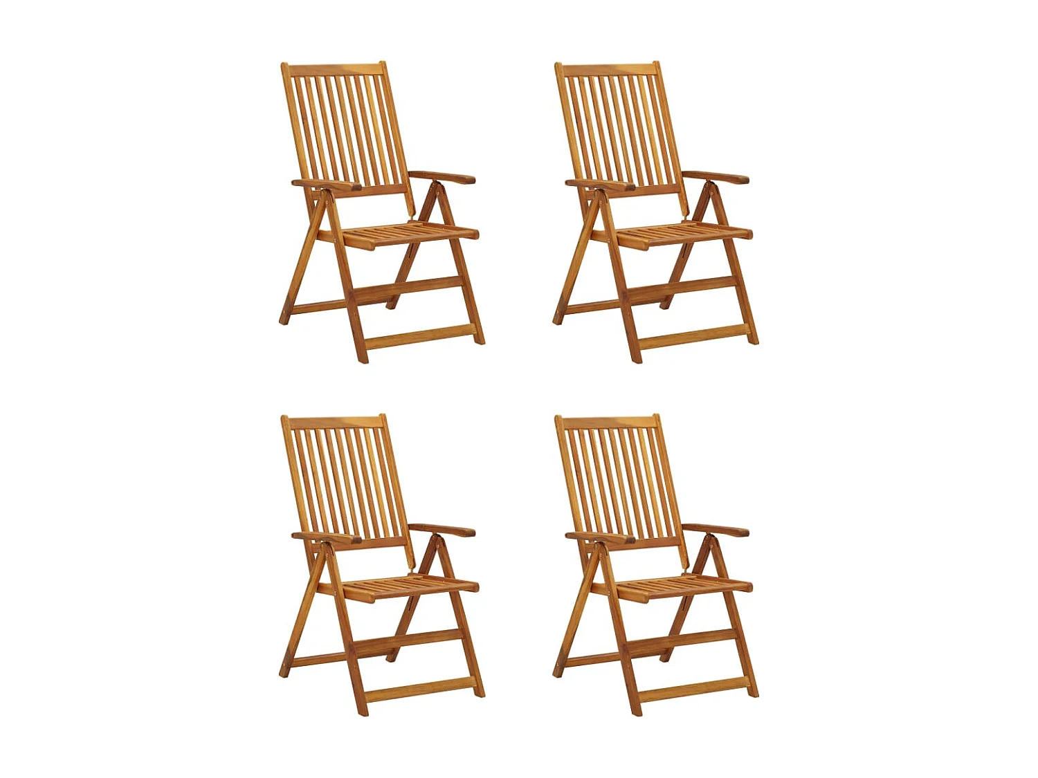 Tuinstoelen 4 st verstelbaar met kussens massief acaciahout BE319882