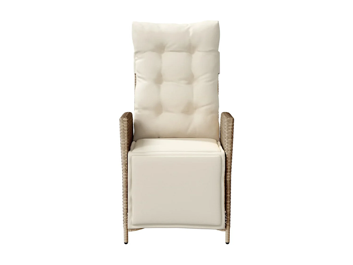 Chaise inclinable de jardin et repose-pied beige résine tressée FR93170