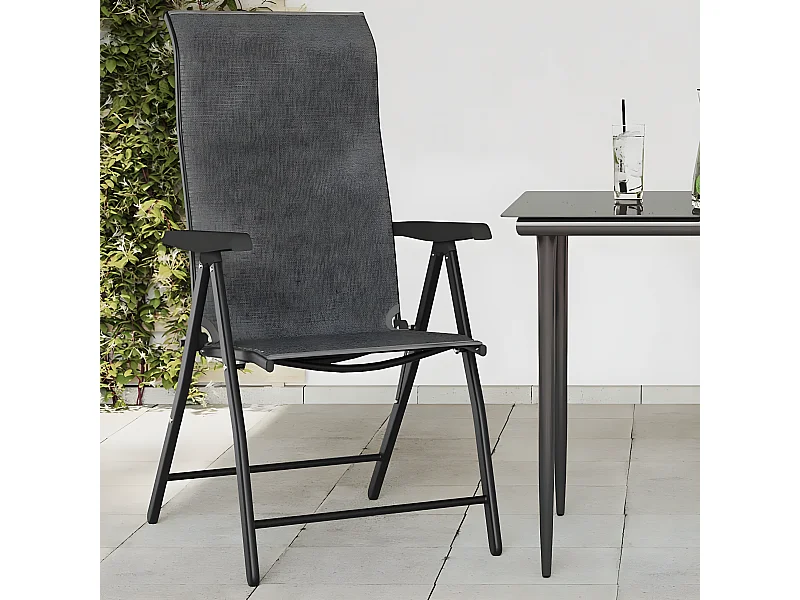 Lot de 4 Chaises pliables de jardin gris résine tressée FR77073