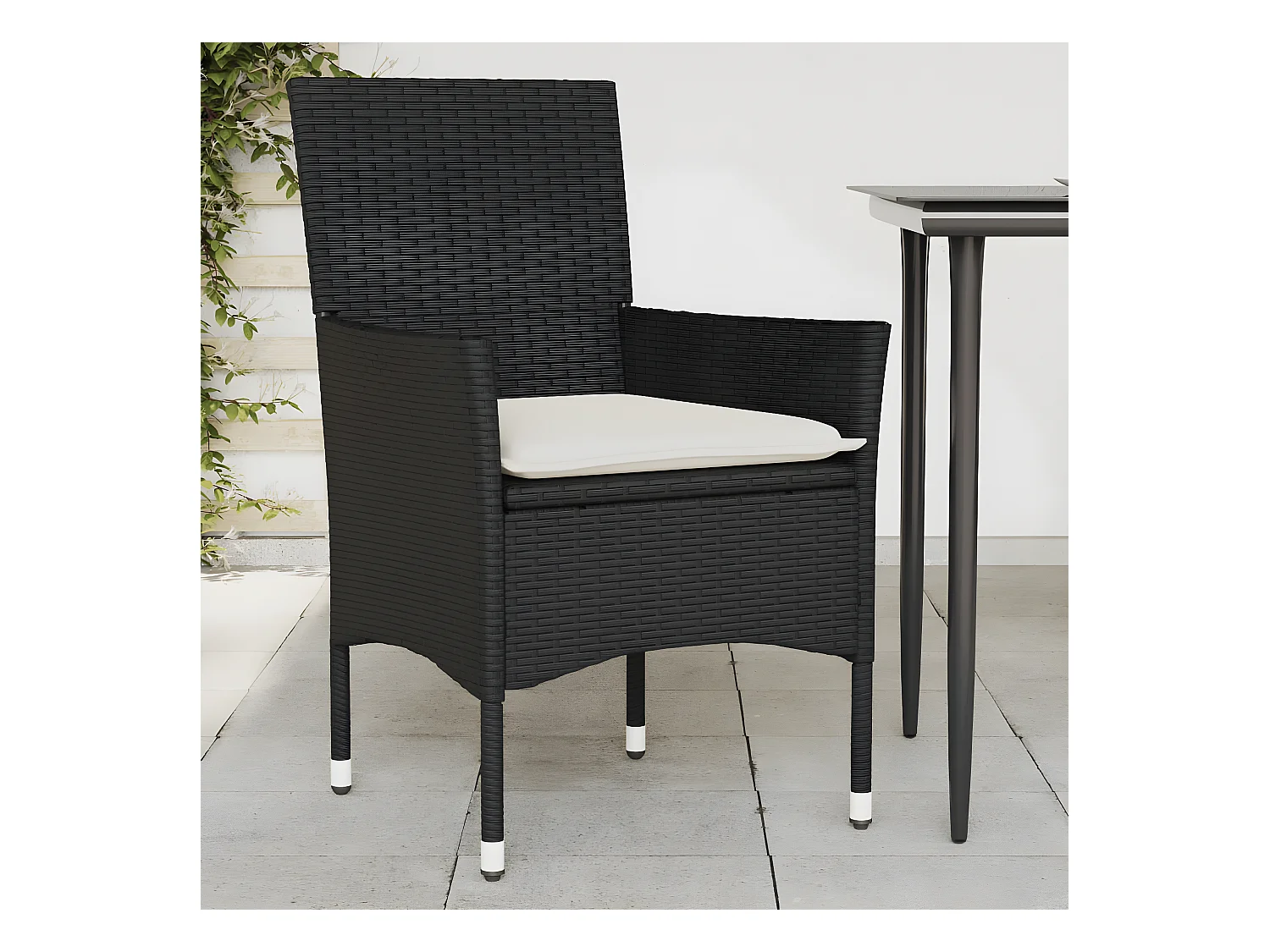 Lot de 2 Chaises de jardin avec coussins noir résine tressée FR14104