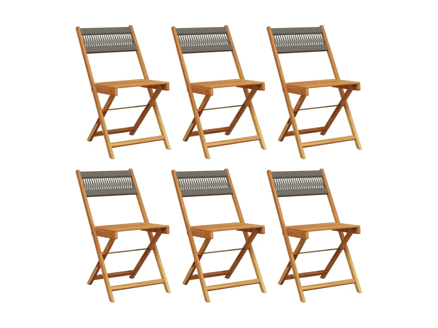 Lot de 6 Chaises de jardin pliables gris bois d'acacia massif FR97832