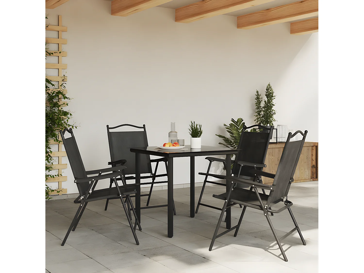 Lot de 4 Chaises de jardin pliables en acier et textilène FR68577