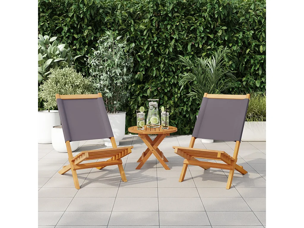 Tuinstoelen 2 st inklapbaar acaciahout en stof antracietkleurig BE515715