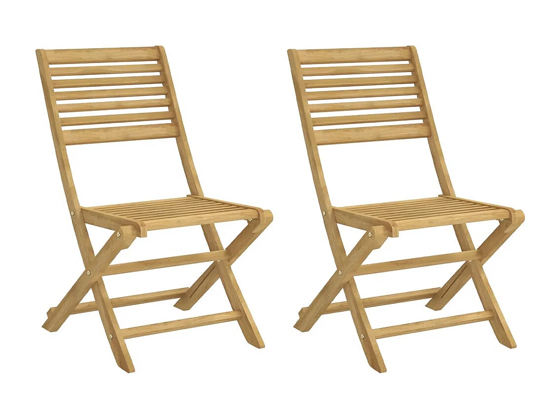 Lot de 2 Chaises pliables de jardin bois massif d'acacia FR18470