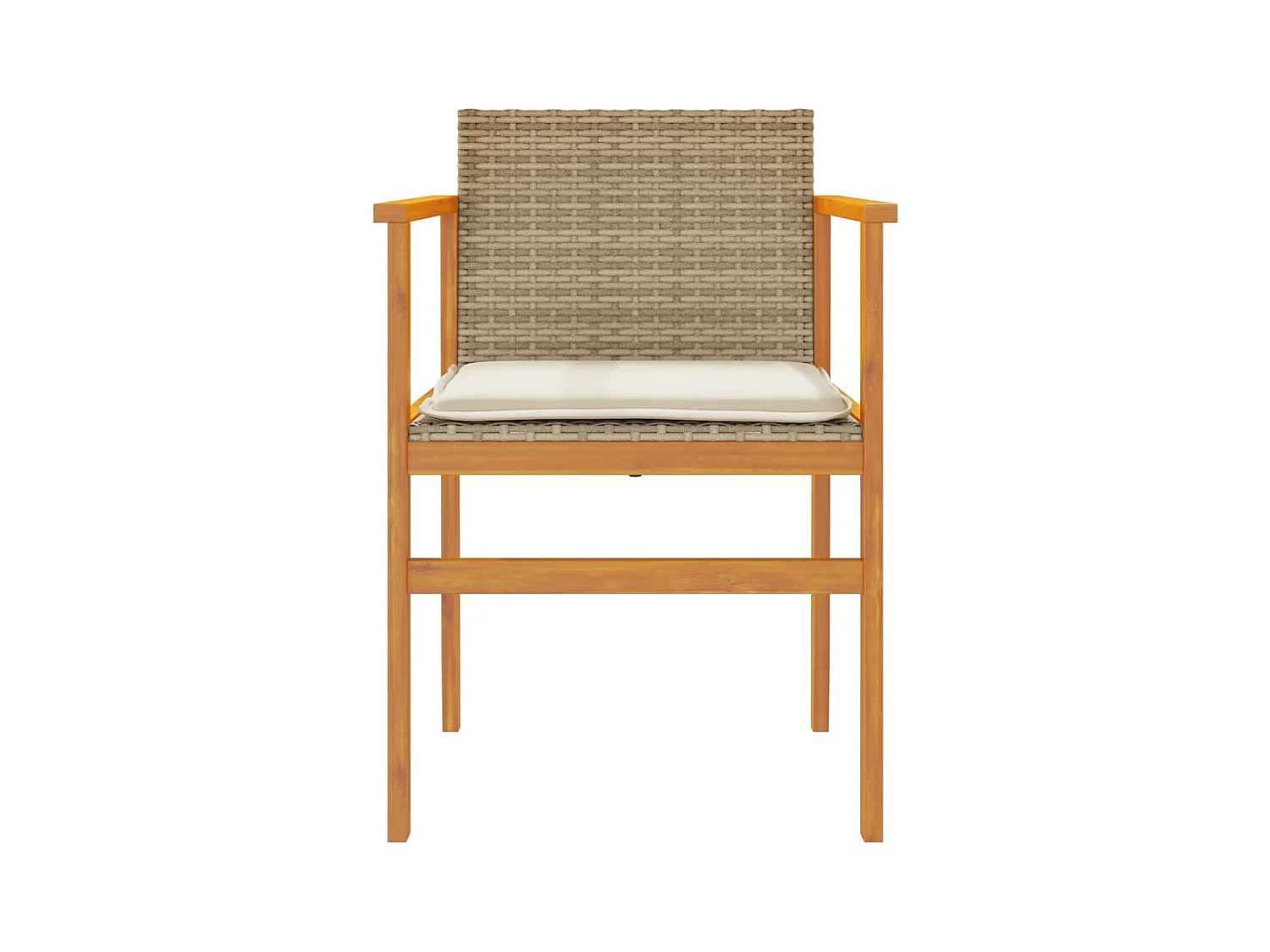 Tuinstoelen 2 st met kussens poly rattan en massief hout beige BE100612