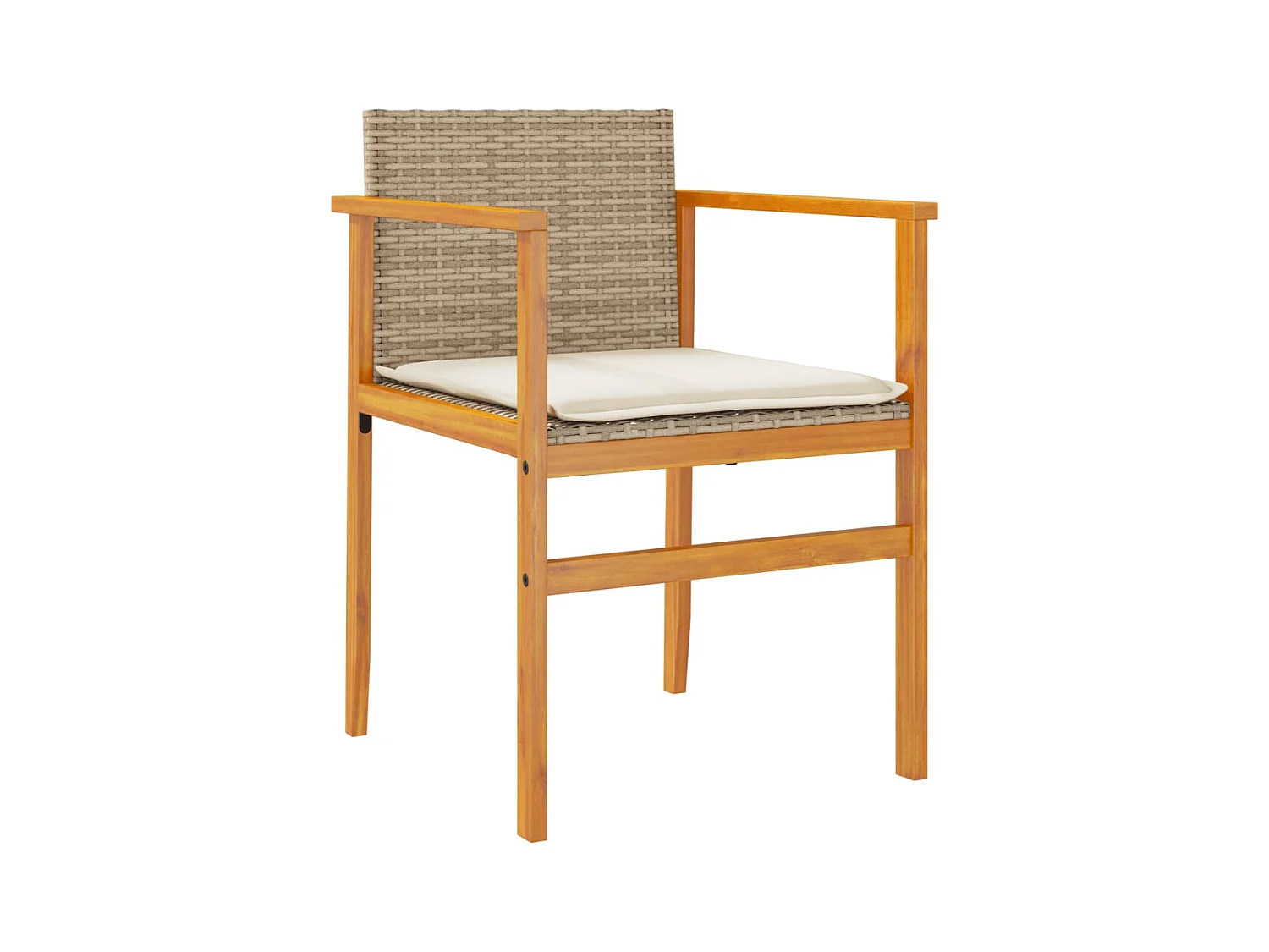 Tuinstoelen 2 st met kussens poly rattan en massief hout beige BE100612