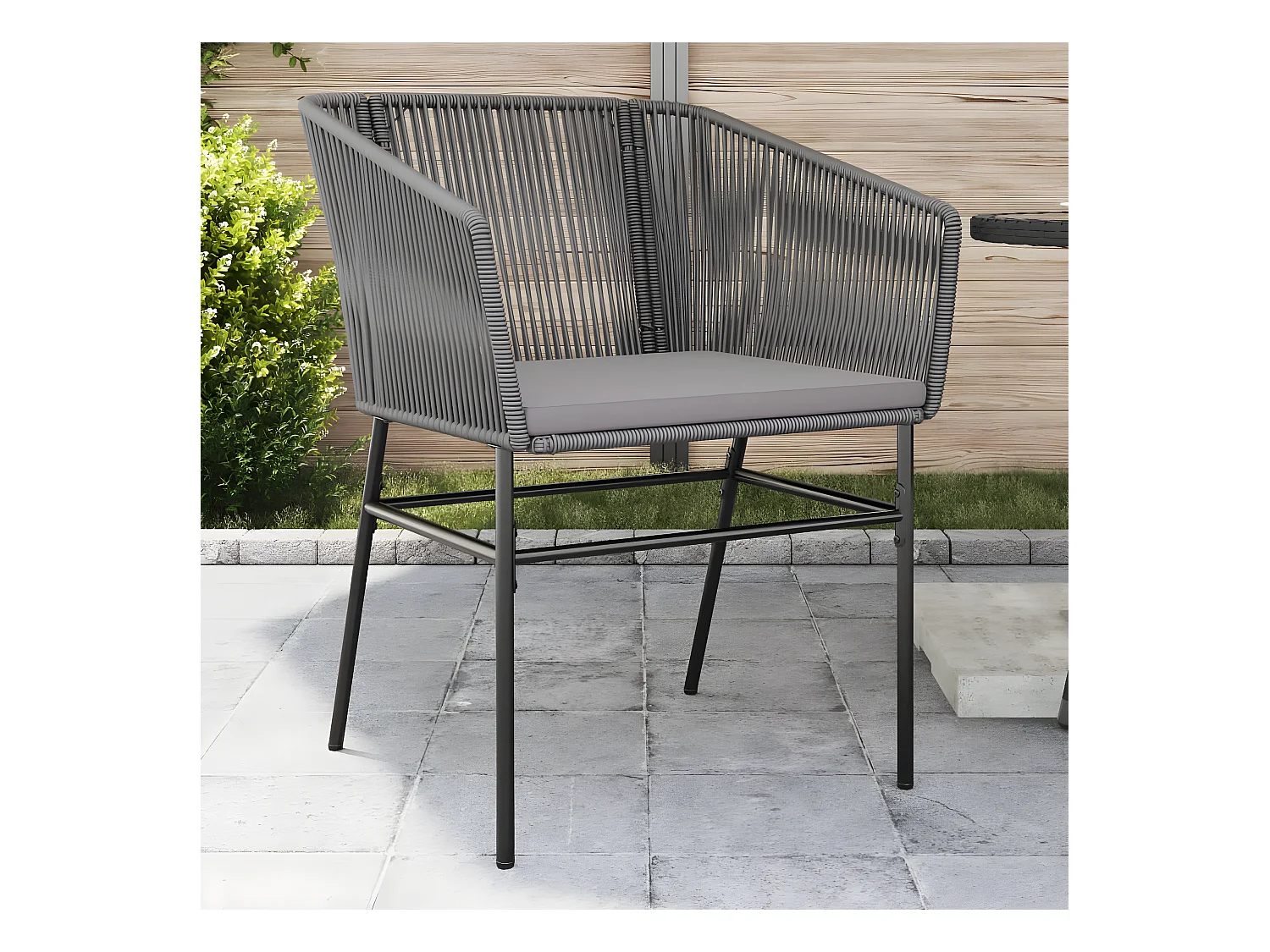 Lot de 2 Chaises de jardin avec coussins gris résine tressée FR63404