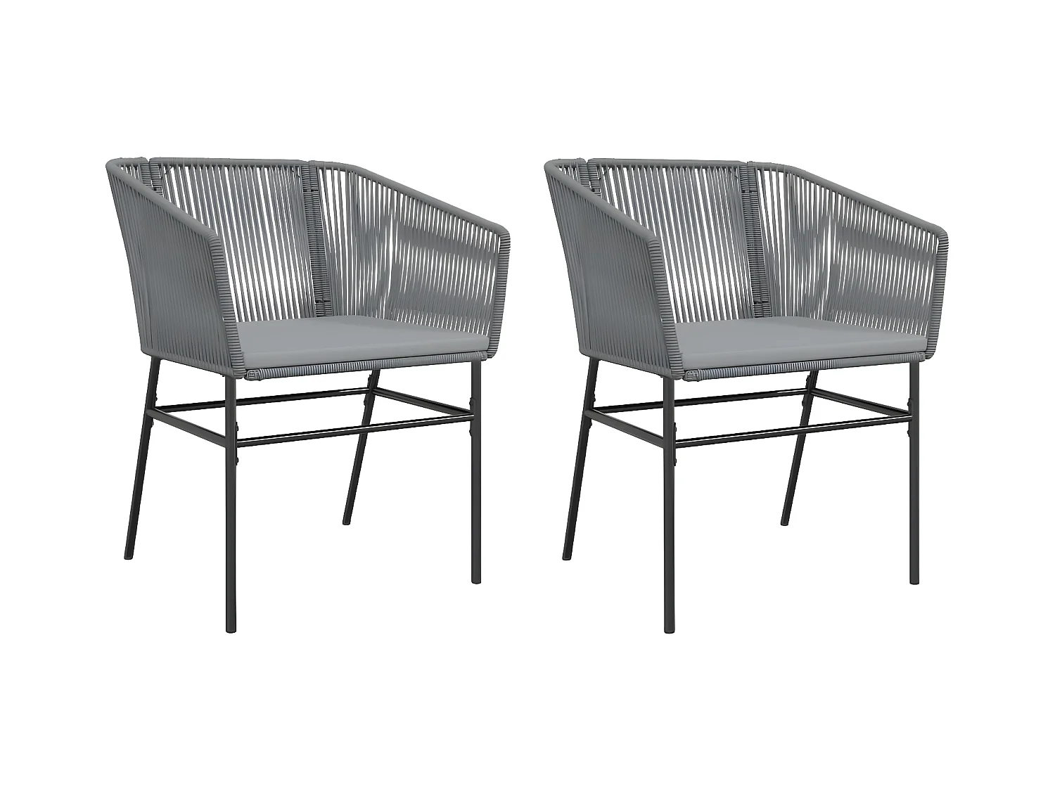 Lot de 2 Chaises de jardin avec coussins gris résine tressée FR63404