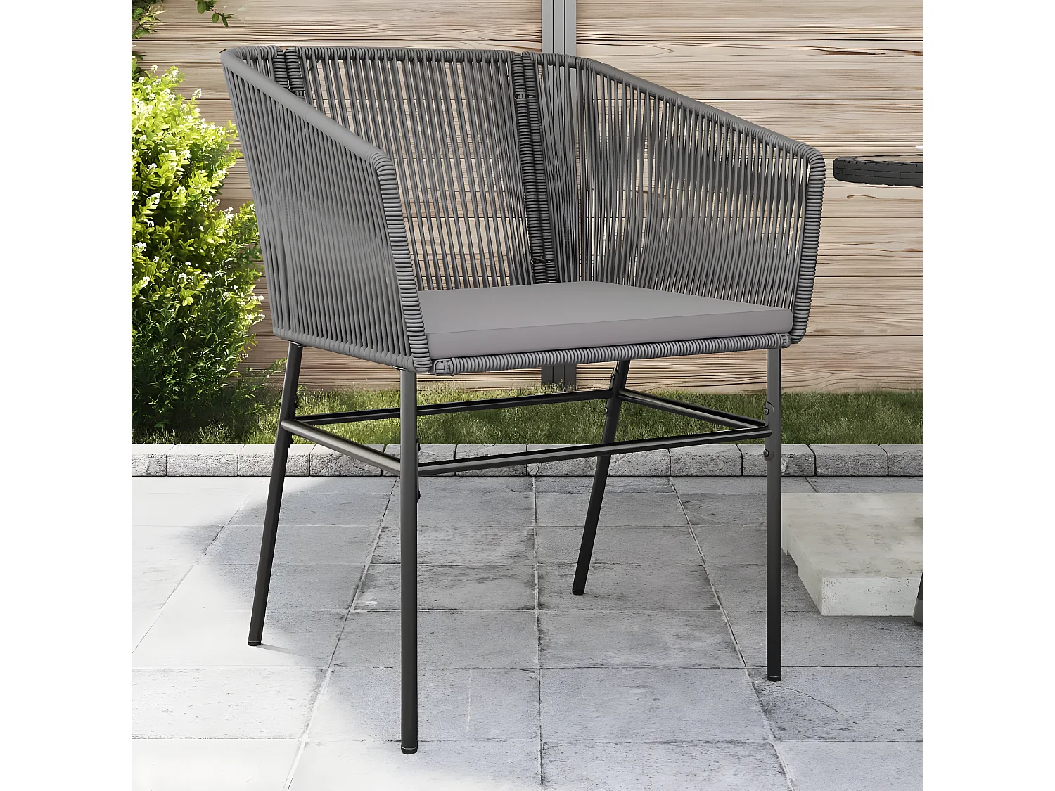 Lot de 2 Chaises de jardin avec coussins gris résine tressée FR63404