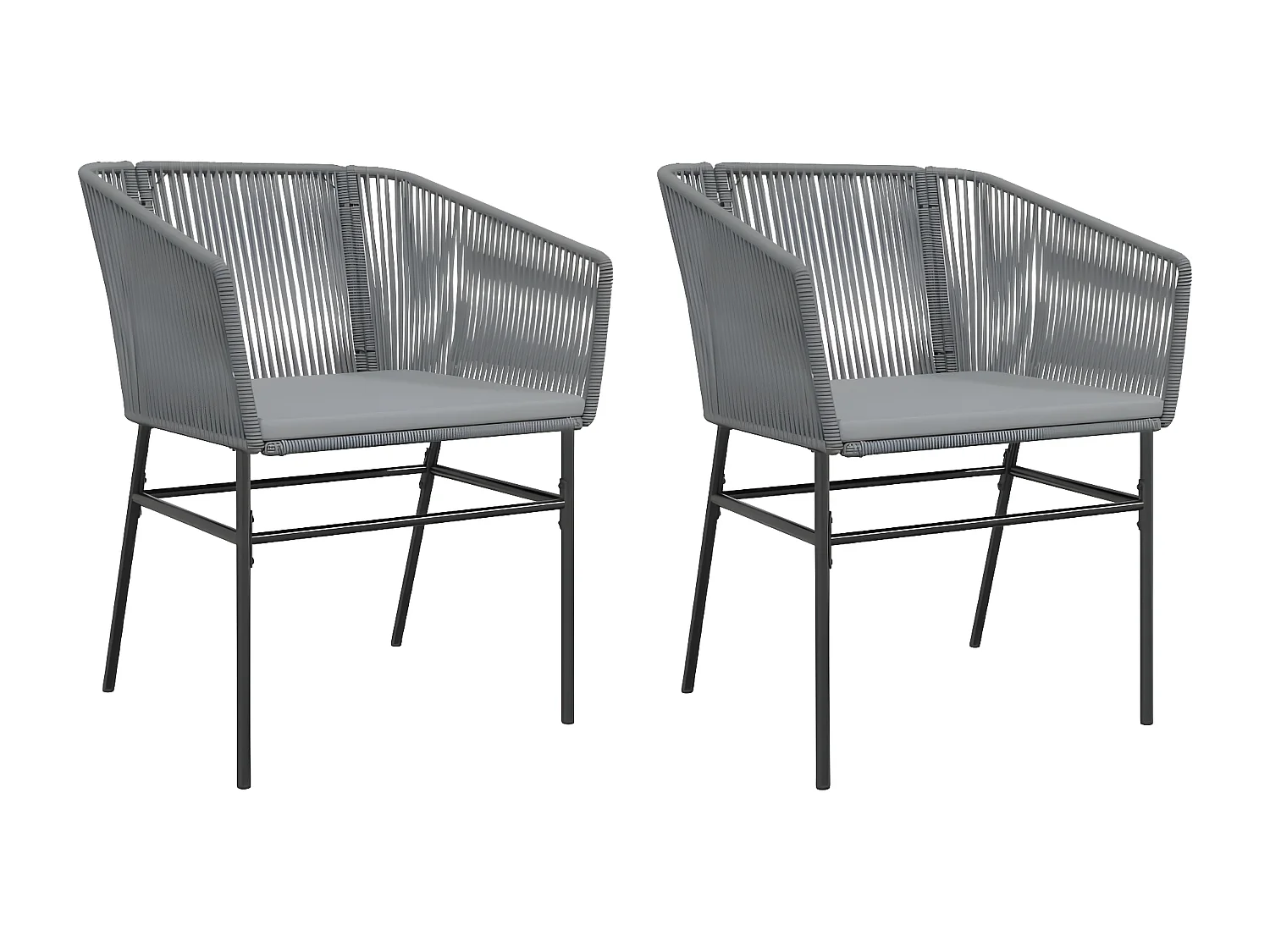 Lot de 2 Chaises de jardin avec coussins gris résine tressée FR63404