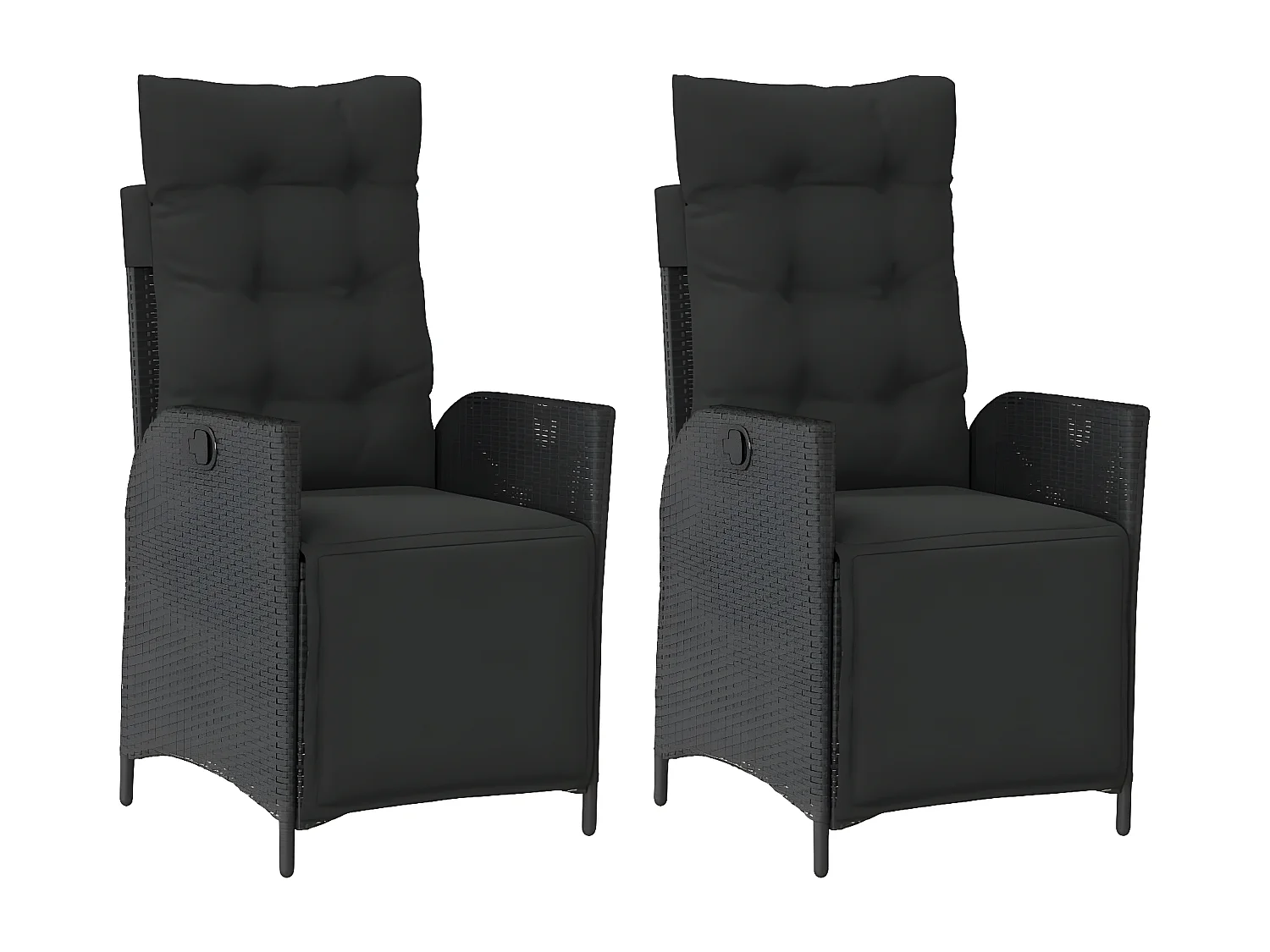 Cadeiras jardim reclináveis 2 pcs c/ apoio de pés vime PE preto PT255420