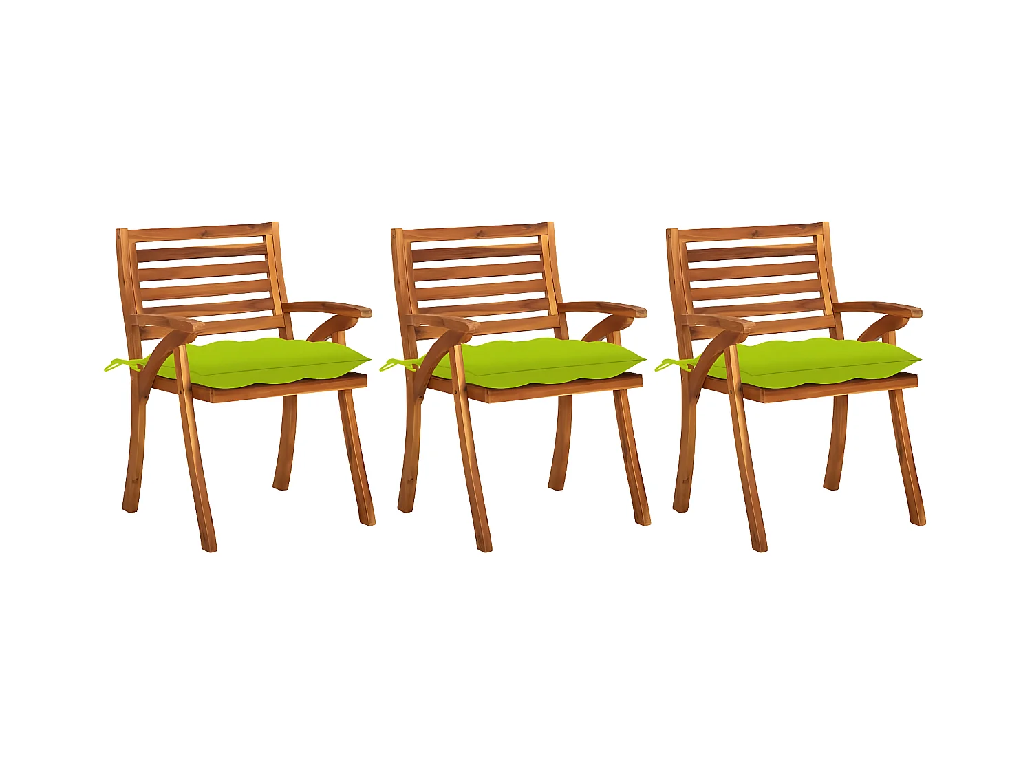 Lot de 3 Chaises à dîner de jardin avec coussins Acacia massif FR30083