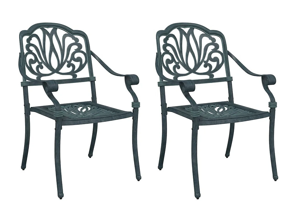 Lot de 2 Chaises de jardin vert aluminium coulé FR71707