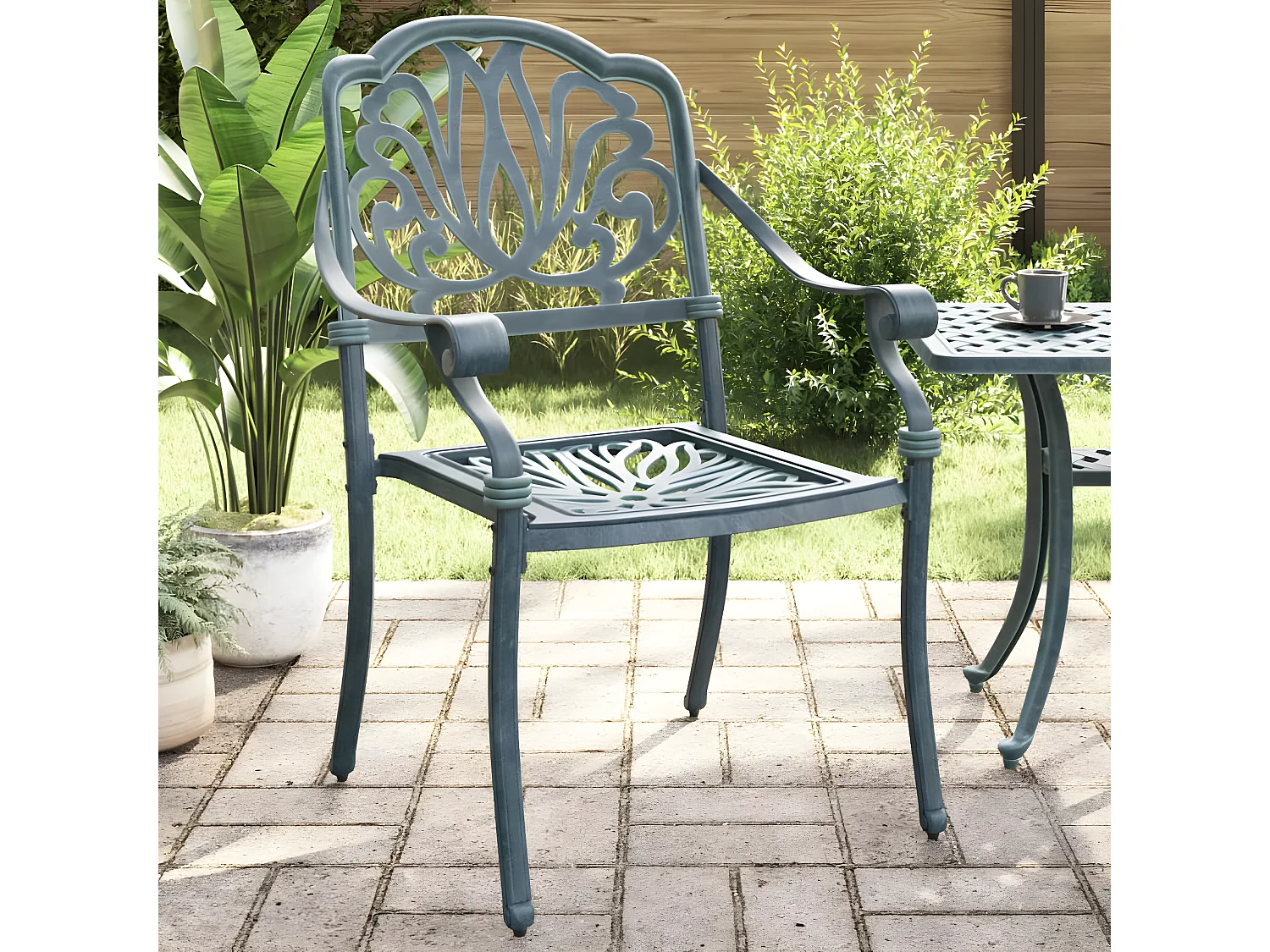 Lot de 2 Chaises de jardin vert aluminium coulé FR71707
