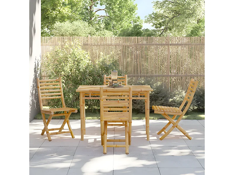 Juego de 4 Sillas de jardín plegables bambú 43x54x88 cm ES561995