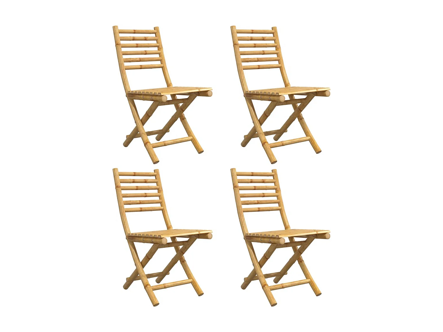 Lot de 4 Chaises pliables de jardin 43x54x88 cm bambou FR94587