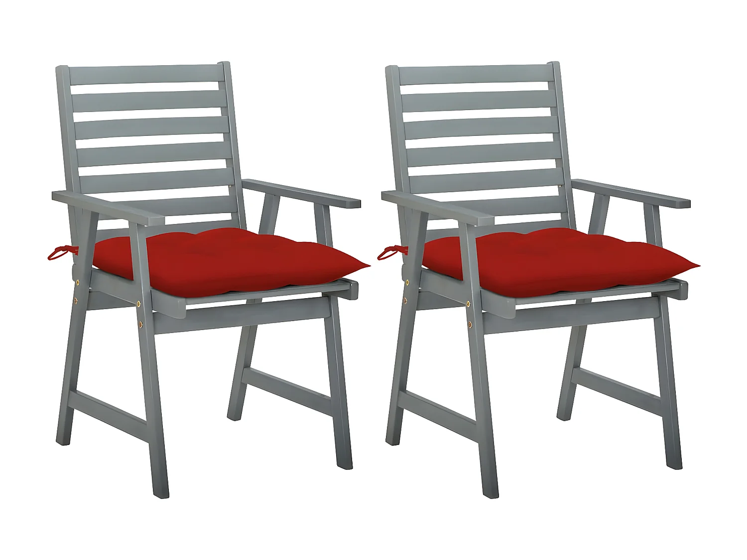 Lot de 2 Chaises à dîner de jardin avec coussins Acacia massif FR52704