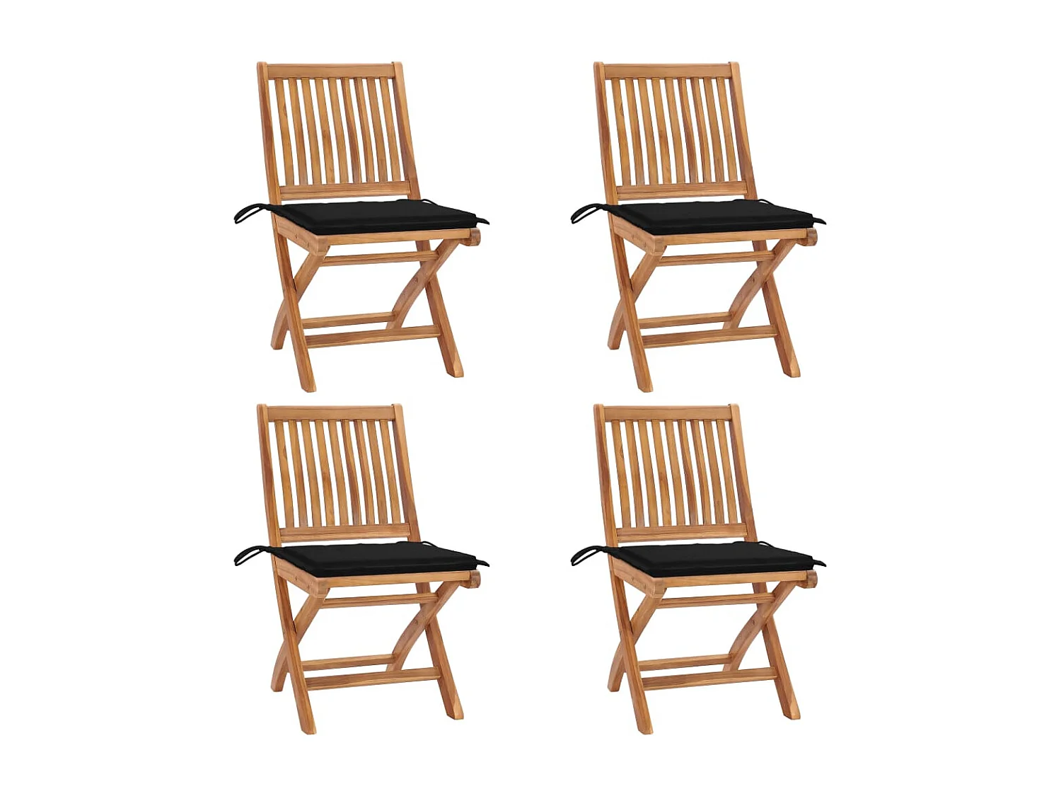 Lot de 4 Chaises pliables de jardin avec coussins Teck solide FR79203