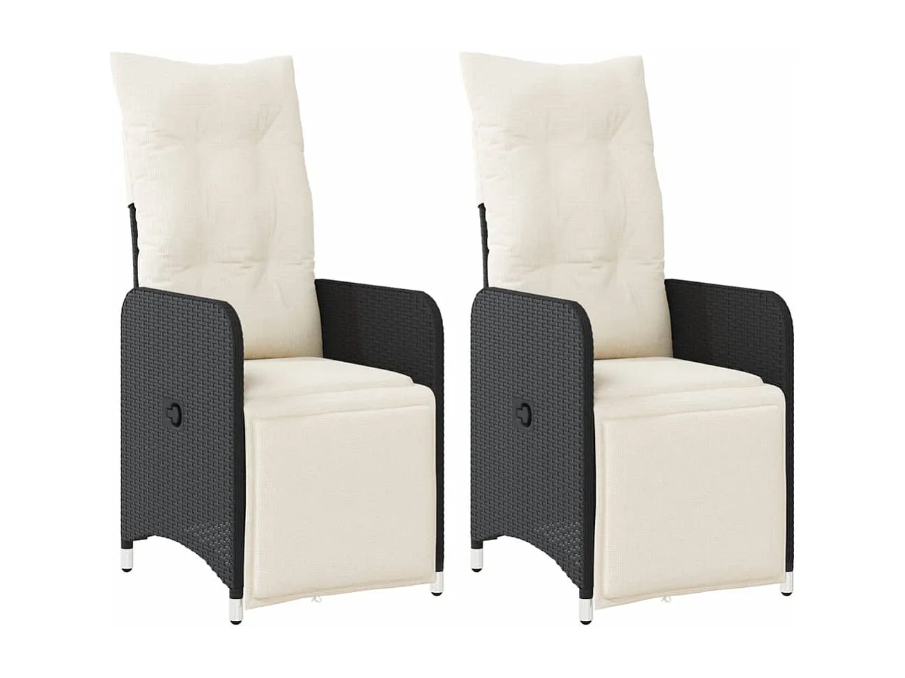 Juego de 2 Sillones reclinable jardín cojines ratán sintético negro ES933680