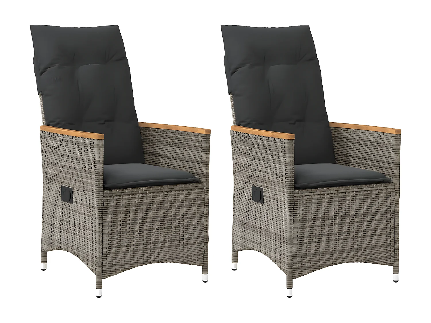 Lot de 2 Chaises inclinables de jardin et coussins gris rotin FR68580