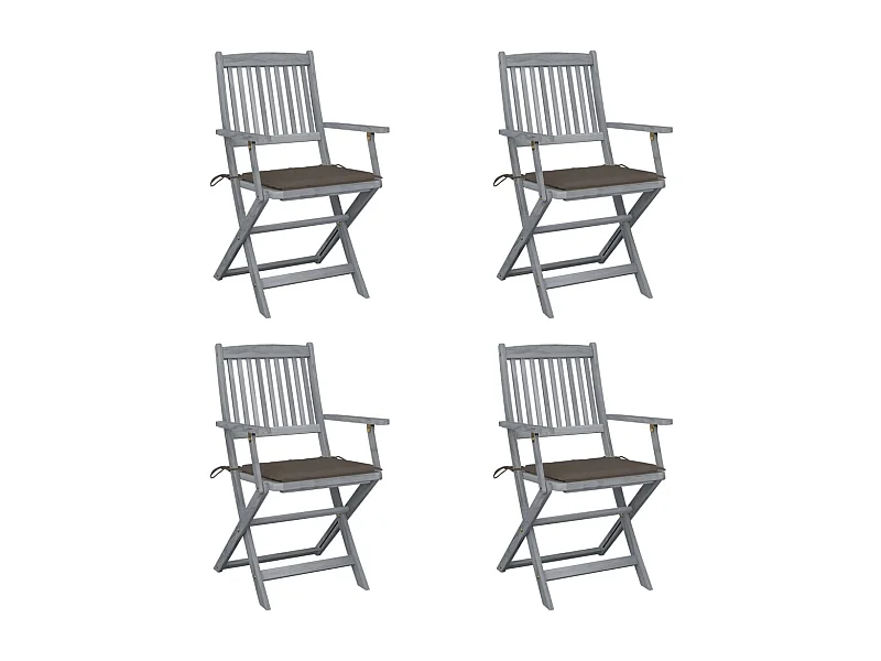 Lot de 4 Chaises pliables de jardin avec coussins Bois d'acacia FR51280