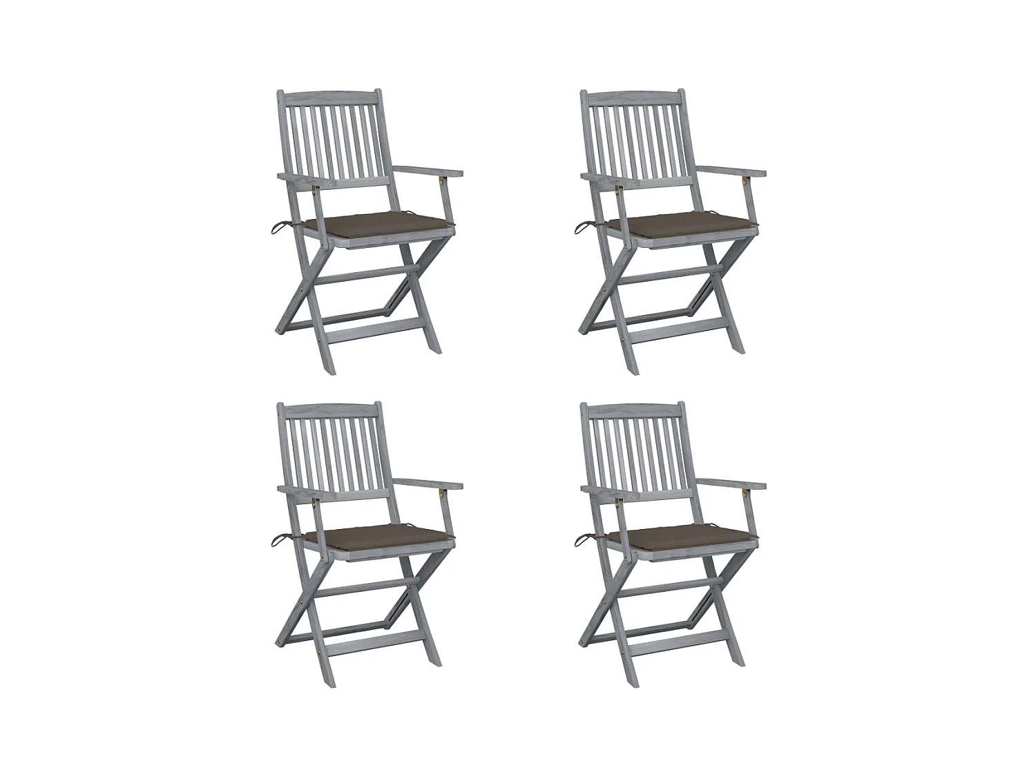 Lot de 4 Chaises pliables de jardin avec coussins Bois d'acacia FR51280