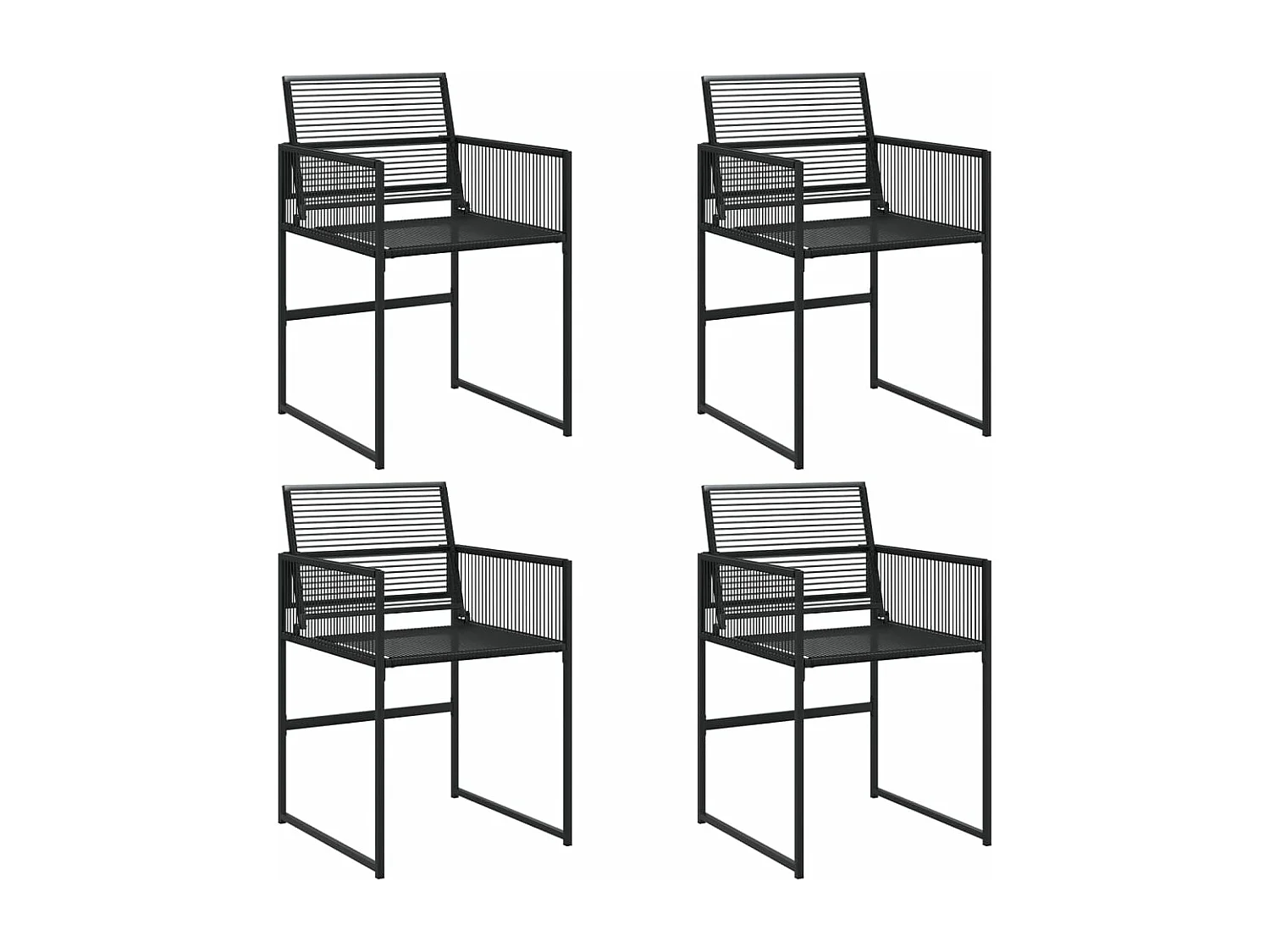 Lot de 4 Chaises de jardin noir résine tressée FR31628