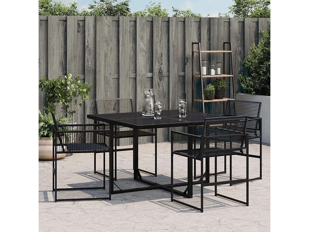 Lot de 4 Chaises de jardin noir résine tressée FR31628