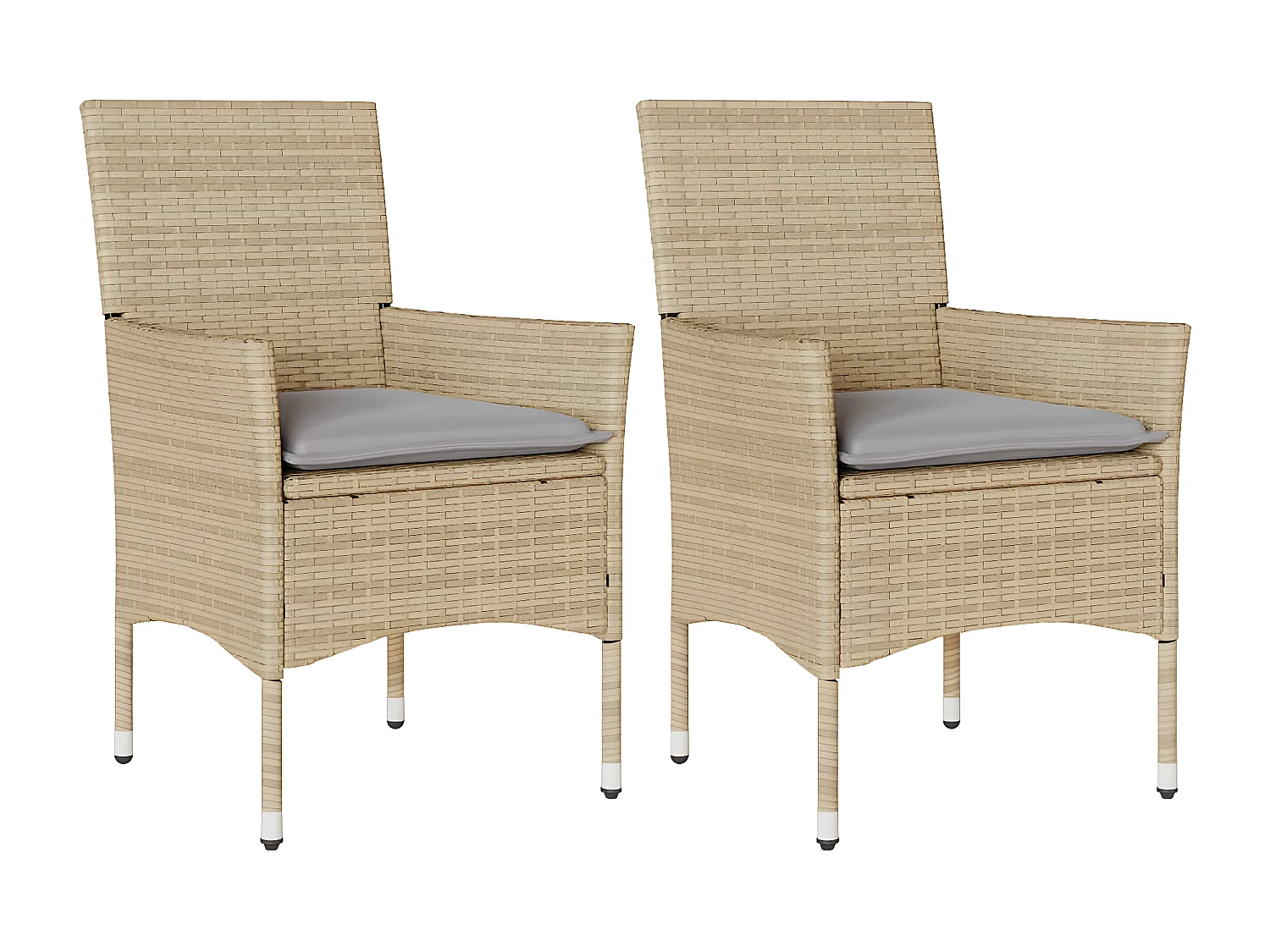 Lot de 2 Chaises de jardin avec coussins beige résine tressée FR31049